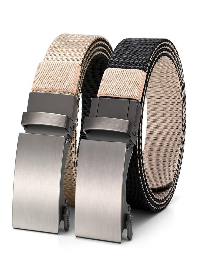 KASBAH Reversible Nylon Ratchet Belt for Men,Adjustable No-Hole Design for Casual, Golf, Jeans & Pants Durable Web Belt for Men (26-44 Inches) - Image 1